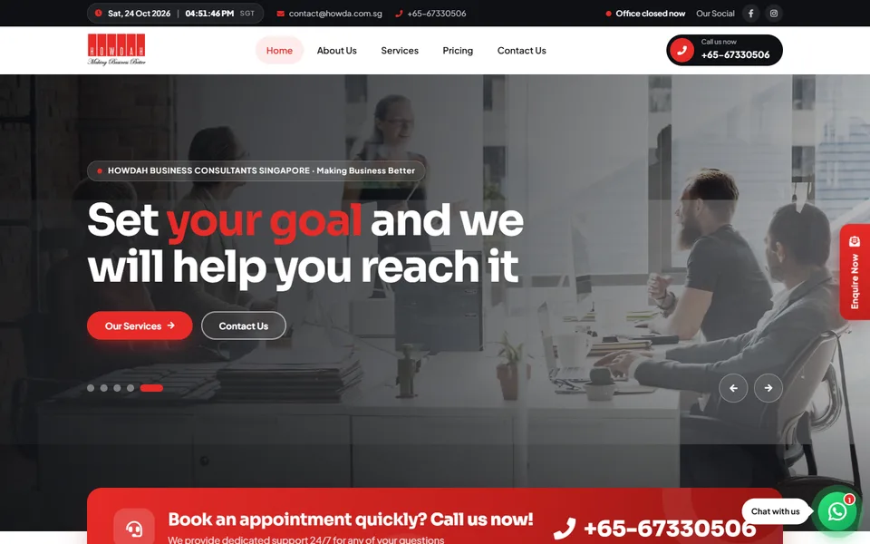 Screenshot of the Howdah Business Consultants website